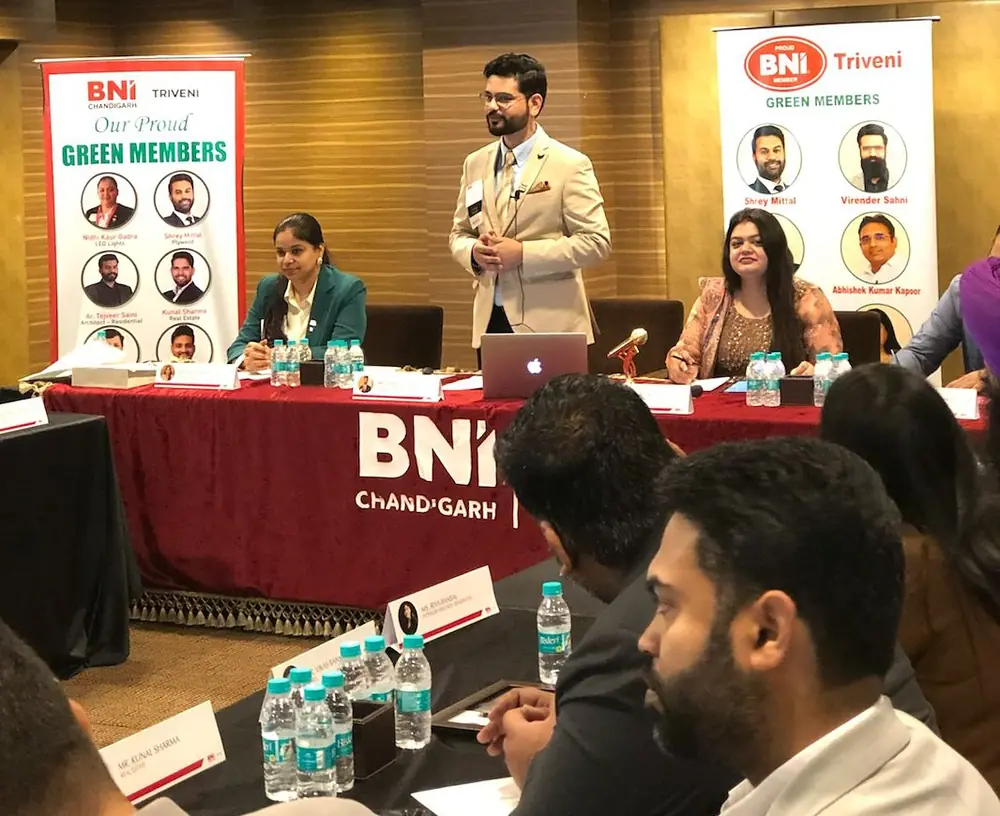 Chandan speaking at BNI Chandigarh Triveni chapter